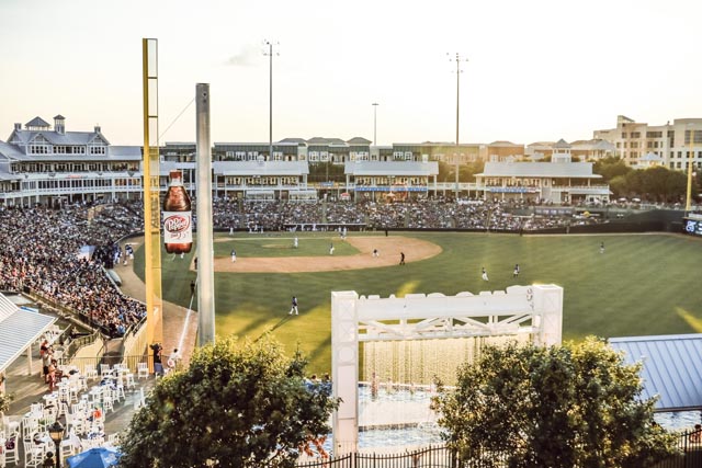 Fans fill Riders Field during a Frisco RoughRiders baseball game in Frisco, Texas.