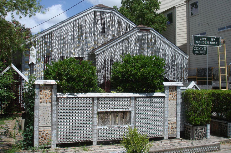 The famous Beer Can House is a Houston-area house covered in beer cans. 