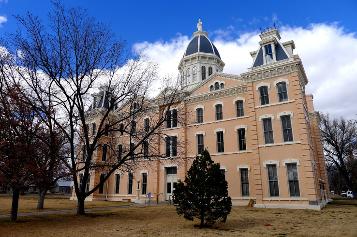 Italianite-style architecture is brought to life in Marfa with the Presidio County Courthouse.