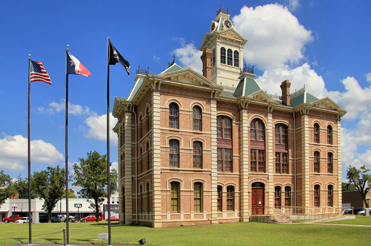 The Wharton County Courthouse is a fine example of Second Empire architecture.