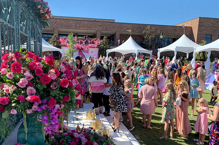 Large gathering of people at the Rose Festival