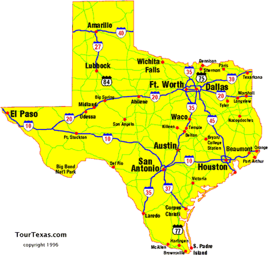Map Of Texas Highways Tour Texas